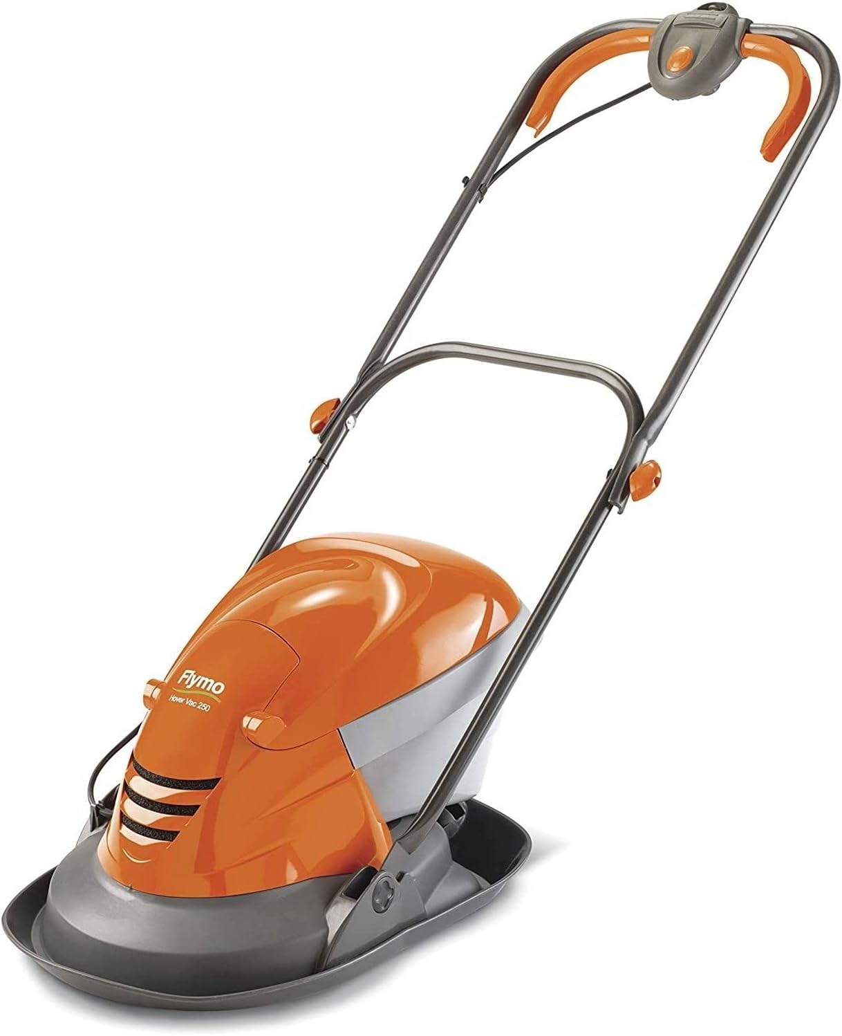Flymo Hover Vac 250 Electric Lawn Mower 1400W – 25cm Hover Mower, 15L Grass Box, Lightweight, Orange/Grey