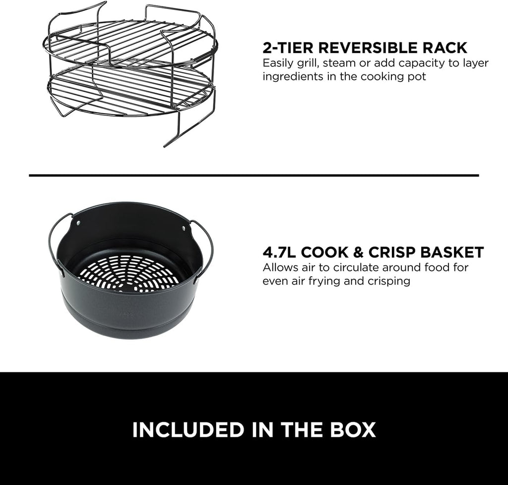 Ninja Foodi MAX Multi Cooker OP500UK 7.5L – 9-in-1 Pressure Cooker, Air Fryer, Grill & Slow Cooker, Black & Steel