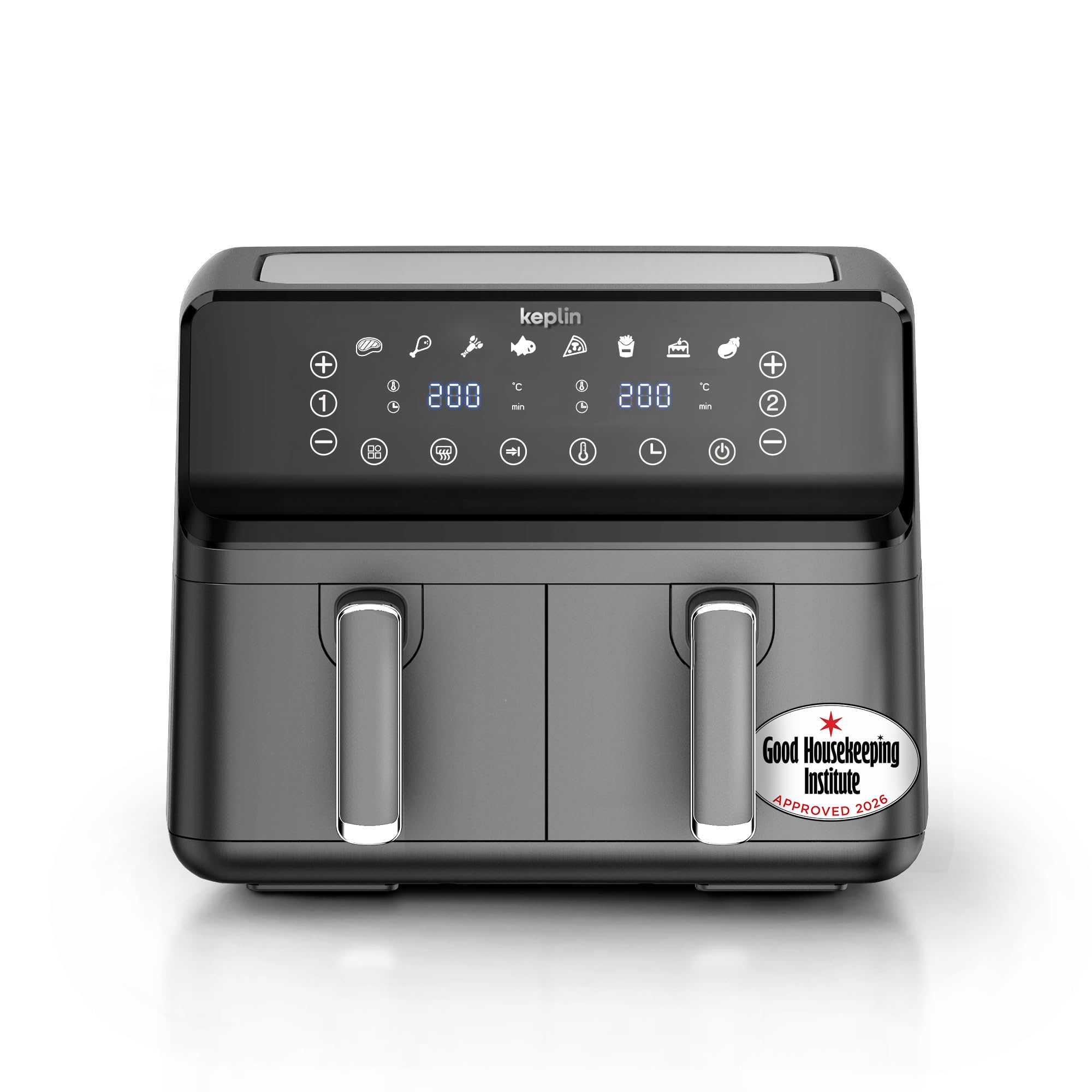 Keplin 9L Dual Zone Air Fryer - 8 in1 Cooking Functions - 2700W Energy-Saving Cooker - Extra-Large Capacity for Healthy Meals - Roast, Bake, Dehydrate, Reheat,- Family Size (9L)- 2 Years Warranty