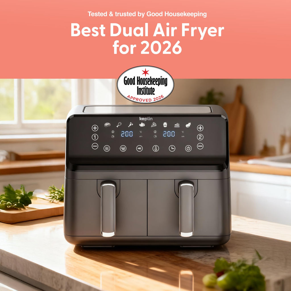 Keplin 9L Dual Zone Air Fryer - 8 in1 Cooking Functions - 2700W Energy-Saving Cooker - Extra-Large Capacity for Healthy Meals - Roast, Bake, Dehydrate, Reheat,- Family Size (9L)- 2 Years Warranty
