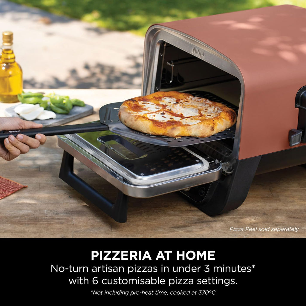 Ninja Woodfire Electric Outdoor Oven, 8-in-1 Pizza Oven, High-Heat Roaster & BBQ Smoker with Roast Rack, Pro-Heat Tray, Pizza Stone,Wood Pellets & Scoop, Electric,6 Pizza Settings,Burnt Orange OO101UK