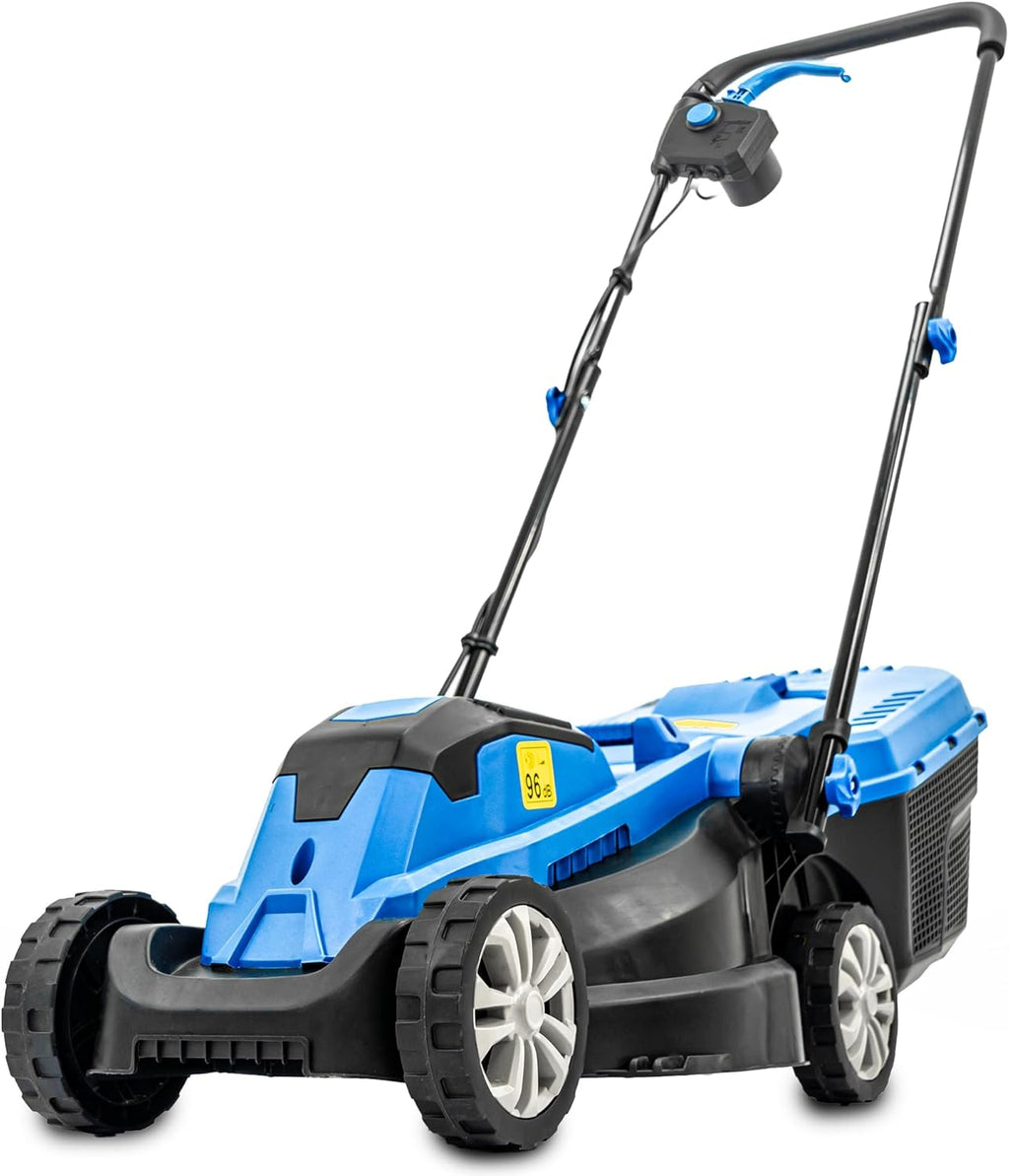 Hyundai 1300W Electric Lawn Mower – 33cm Lightweight Corded Lawnmower, 30L Grass Box, Foldable Handle, 3 Cutting Heights, Ideal for Small Gardens - 3 Year Warranty