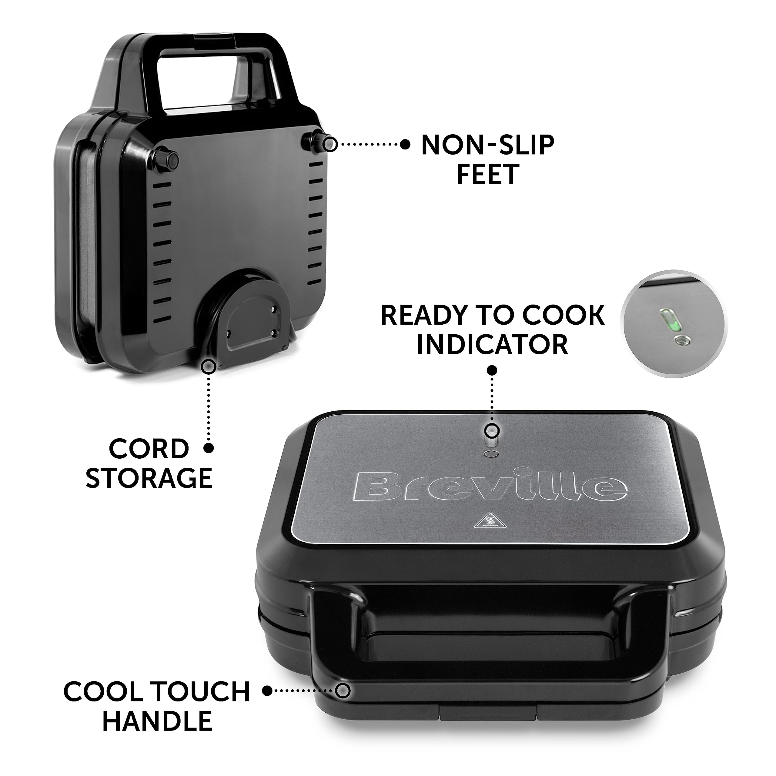 Breville 3-in-1 Ultimate Snack Maker | Deep Fill Toastie Maker, Waffle Maker & Panini Press | Removable Non-Stick Plates | Black & Stainless Steel [VST098] | UK Plug