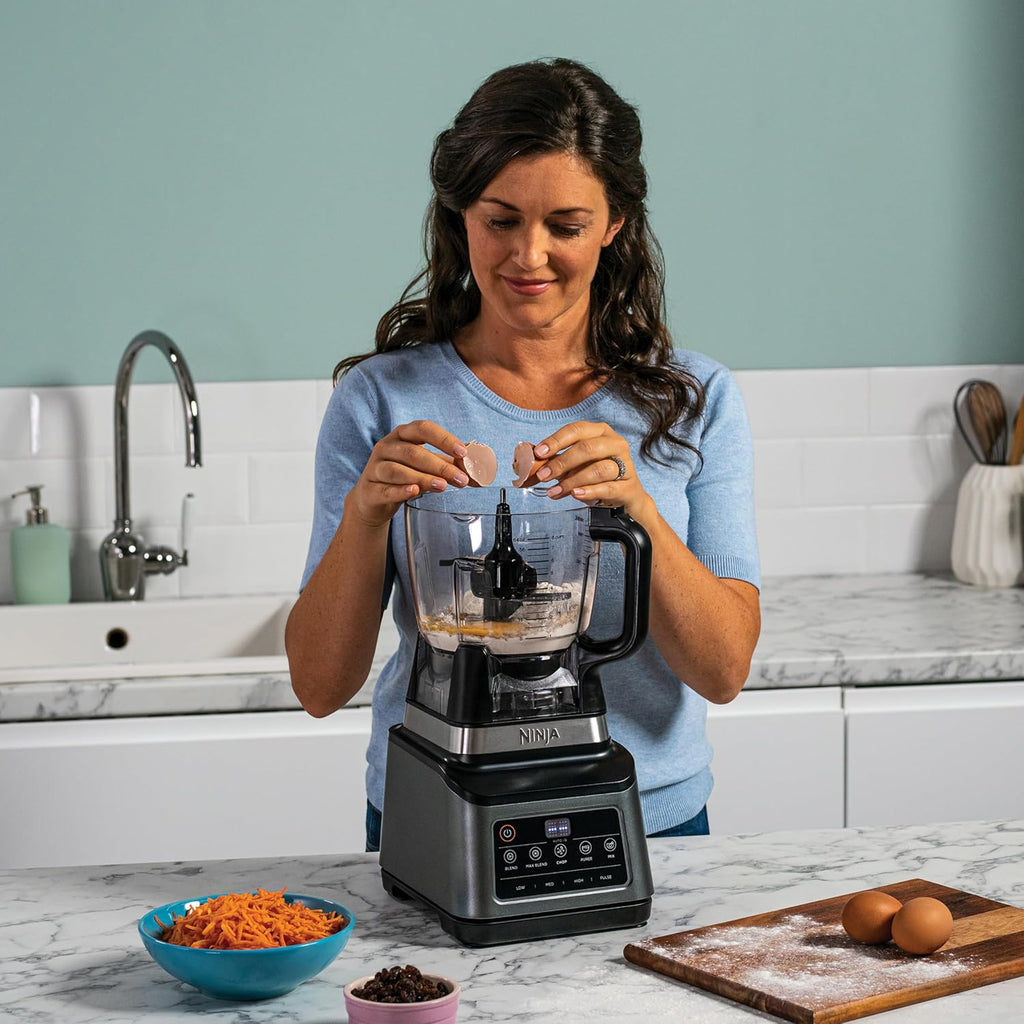 Ninja BN800UK 3-in-1 Food Processor & Blender 1200W – 2.1L Jug, 1.8L Bowl, Auto-iQ, Black